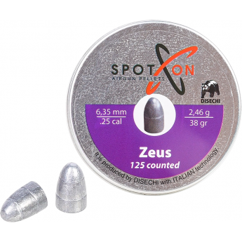Пуля пневматическая SPOTON ZEUS 6,35мм, 2,46гр (125 шт.) Пуля пневматическая SPOTON ZEUS 6,35мм, 2,46гр (125 шт.)